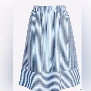 J Crew Striped cotton-linen midi skirt